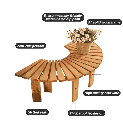 Banc de parc en bois massif semi-cercle extérieur bleu - 5
