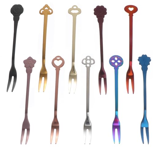 LALADEFIEE Forchette Da Dessert in Acciaio 10 Pezzi Forchette Da Torta Per Buffet e Feste Multiuso Per Ristoranti e Famiglie