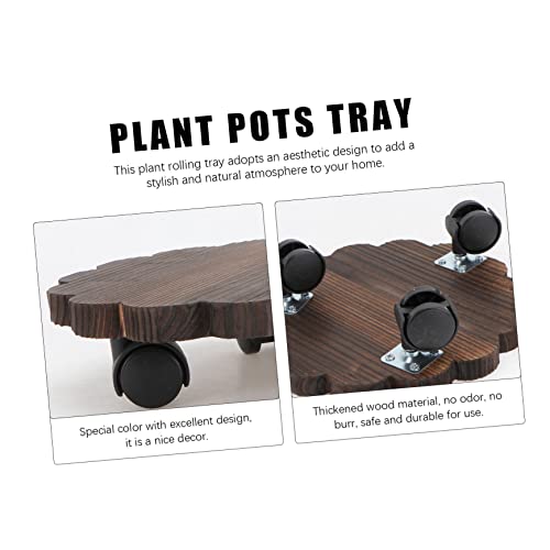 Yardwe 1Pc Removable Tray Potted Plant Mover Plant Caddy On Wheels Wooden Plant Roller Rectangular Planter Square Serving Tray Round Planter Simple Flower Pot Base Potted Stand Rack Blush #TOP6