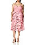Donna Morgan Women's Chemical Lace Spaghetti Strap Midi Dress, Pink Sherbet, 6