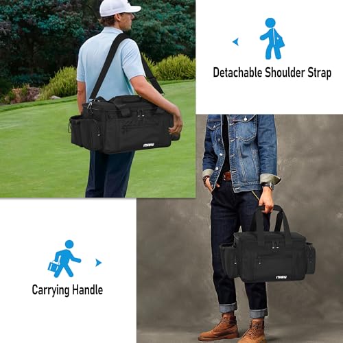 ITHWIU Disc Golf Storage Bag 14.5 X 10.2 X 10.2 Inch Large Capacity Can Hold 24+ Discs with Multi Side Pockets, Black