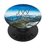 JW.ORG - Black logo - Blue sky - German mountains PopSockets Adhesive PopGrip