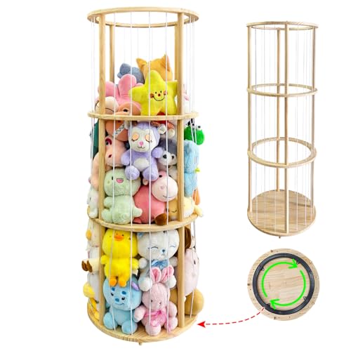 ZeHaiYlf Wooden Animal Toy Storage Box with Rotating Feature, Space Save Toy Organizer, Extra Large Capacity Stuffed Animals Zoo Organizer for Toddler Rooms, Playrooms & Bedrooms