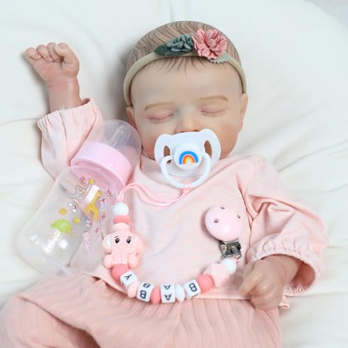 SCOM Reborn Baby Doll Accessories Set - Rainbow Magnetic Pacifiers & Removable Reusable Baby Doll Bottles with Silicone Pacifier Clips for Reallife Realistic Reborn Dolls Girls Boys, Pink Style, 3 Pcs by SCOM - Image 2