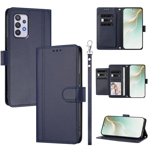 Cover �Ή��@�� for Samsung Galaxy A32 5G / M32 5G �y�J�[�h�X���b�g2�t���E�H���b�g�X�^�C���z�X�}�z�P�[�X Blue