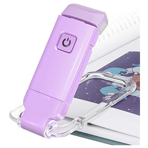 BIGLIGHT Amber Book Reading Light, LED Clip on Book Lights, Reading Lights for Books in Bed, Small Book Light for Kids, USB Rechargeable, 2 Brightness Adjustable for Eye Protection, Lavender Cover