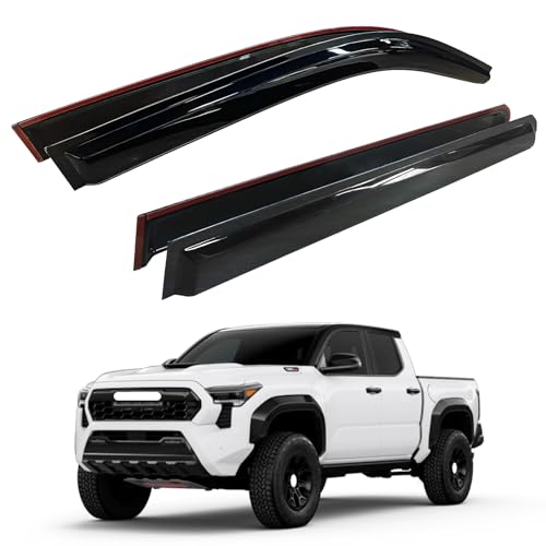 AUXKO Rain Guards for 2024-2026 Toyota Tacoma Double Cab, Easy-to-Install Rain Guards for Car Window - Out-Channel Vent Visors Accessories for Truck, Side Window Wind Deflectors & Visors