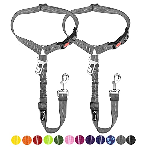 Image of SlowTon Dog Seat Belt for Car, 2 Pack Dog Car Harness Seatbelt with Bungee