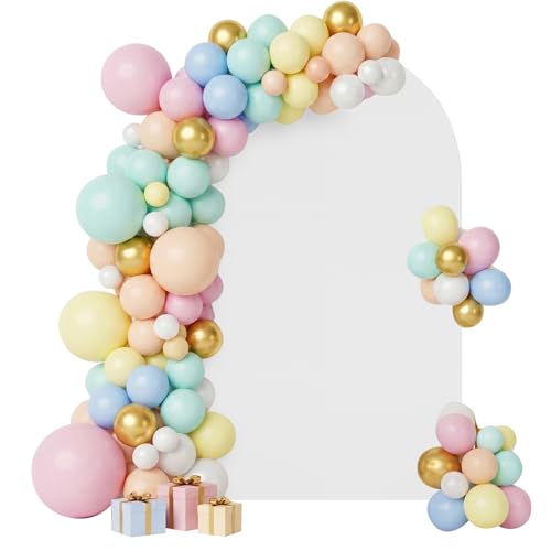 White Arch Backdrop Cover, 7.2x4ft Spandex Balloon Arch Cover for Backdrop Stand, Thick Wrinkle-Free Double-Sided Fabric Stretchy Background for Baby Shower, Wedding, Birthday, Event Party Decoration by CludPark - Used condition - Image 6