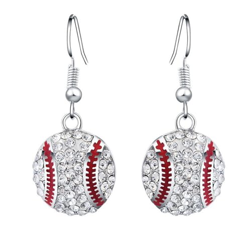 Baseball Earrings for Women Sport Game Accessories Diamond Baseball Necklace Jewelry Gifts for Women (White Baseball Earrings)