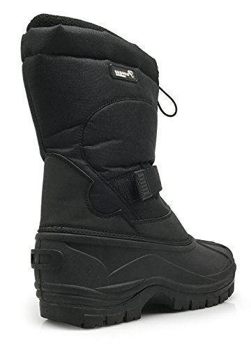HRB Men's Winter Heavy Duty Draw String Water Resistant Snow Boots Removable Thermos Lining Rubber Sole Work Shoes (11 D(M) US, Black)