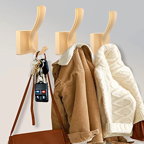 Tofiigrem Gold Wall Hooks Coat Hooks, Heavy Duty Thick Bath Towel Robe Hooks Aluminum Alloy Double Hooks For Hanging Coat Hat Backpack, Sturdy Hooks For Mudroom Entryway Garage(3 Pack, Gold) #TOP7