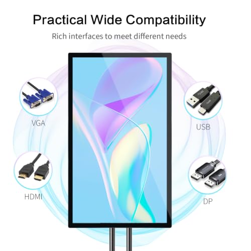 TouchWo 65 inch Capacitive Multi-Touch Screen Industrial Monitor, 16:9 Display 4K, Built-in Speakers, USB, VGA, DP & HD-MI Ports, Digital Signage Displays and Player for Advertising — view 3