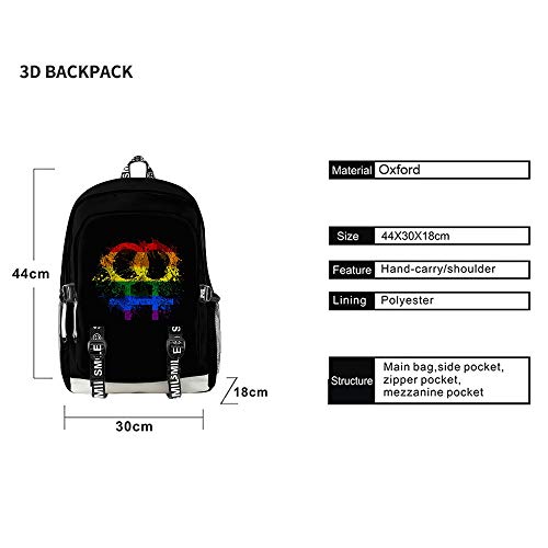 JLTPH Unisexe Sac à Dos LGBT Gay Pride Arc-en-Ciel 3D Impression Tissu Oxford Laptop Backpacks Daypack Sac à Dos de College Voyage Portable Loisirs Sac à Dos – vue 2