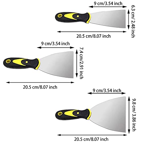 Putty Mes Plamuurmessen 3 Stuks Schilderspatel Spatel Set Met Kunststof Handvat Spatelset Schilderspatel Plamuur Schrapers Plamuurmes Schrapers Bodem voor Het Strippen Van Behang Schuurstickers enz - Afbeelding 6