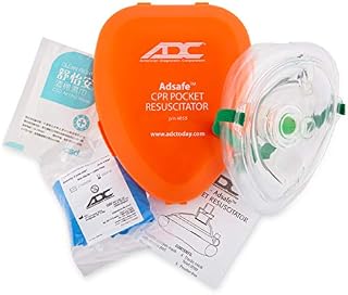 ADC Adsafe CPR Mask Pocket Resuscitator Kit with replaceable valve, disposable non-latex gloves