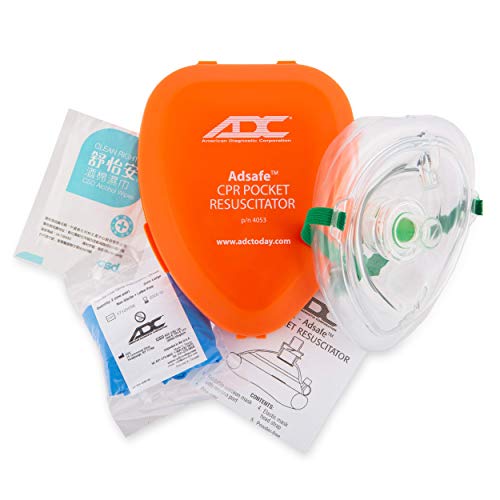 ADC Adsafe CPR Mask Pocket Resuscitator Kit with replaceable valve, disposable non-latex gloves