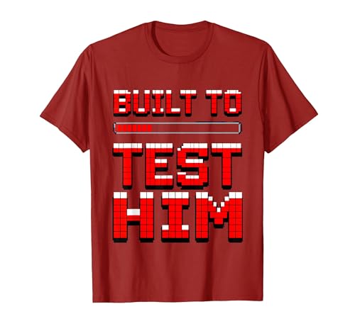 Built to Test Him My Husband's Last Nerve Design T-Shirt, Men, Cranberry Red, Large