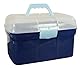 PFIFF 100576 Putzkiste mit Inhalt, Kinderputzbox, 6-teiliges Putzzeug für Kinder, Pferdepflege, Blau