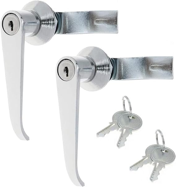 2 Pcs Chrome Zinc Alloy Handle Cabinet Locks, Distribution Box Cabinet Door Handle Locks with Keys for Secure Important Files and Drawers