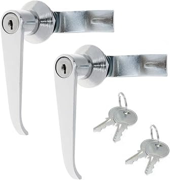 2 Pcs Chrome Zinc Alloy Handle Cabinet Locks, Distribution Box Cabinet Door Handle Locks with Keys for Secure Important Files and Drawers
