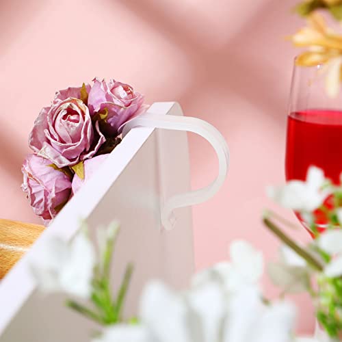 Yookeer 24 Pieces Church Pew Clips Heavy Duty Plastic Hooks Tablecloth Chair Table Clips Translucent White Holders for Wedding Ceremony Church Aisle Railing Bow Decorations