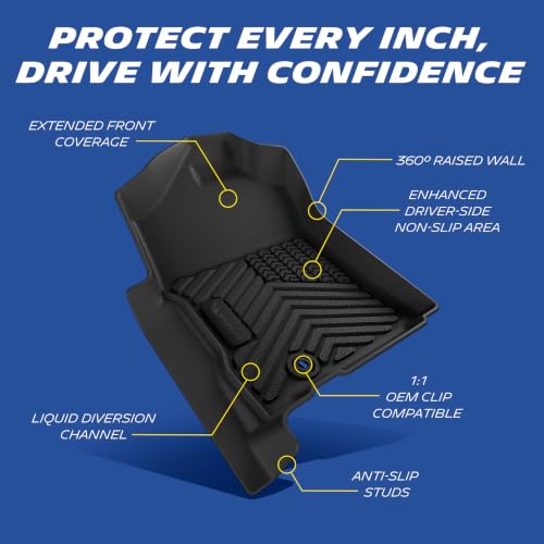 Image of Michelin Vehicle Mats for 2002-2008 Dodge Ram 1500, 2003-2009 Ram 2500 /3500 | Quad Cab Bucket Seat, Not Fit 4X4 Shifter, All-Weather TPE Custom Fit Liner, Premier