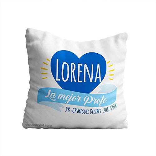 Regalo Mejor Profe, maestro maestra, Corazón Cojín personalizado 40x40 cm. Incluye relleno....