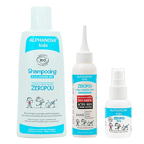 Alphanova Kids Anti-Poux - Zéropou Lotion traitante - 100ml + Shampoing Lavande - 200ml + Spray Cheveux Lavande - 50ml