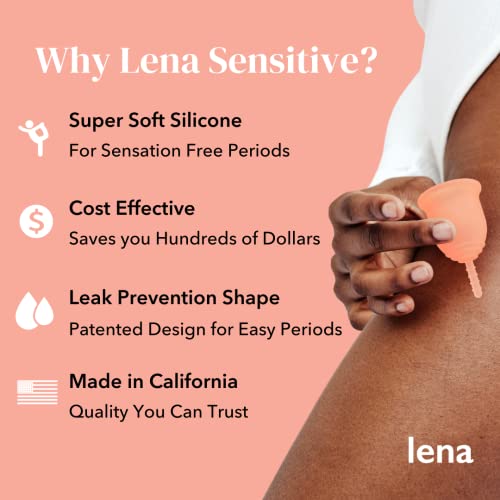 Lena Menstrual Cup Sensitive | 12Hr Dye-Free Period Silicone Soft Cup | Tampon And Pad Alternative For Beginners | Small - Light To Heavy Menstruation Flow | Feminine Care Hygiene Products (Clear) #TOP2