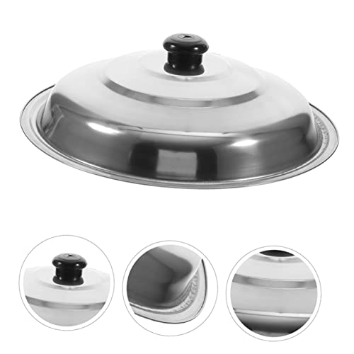Upkoch Stainless Steel Wok Lid Stainless Cookware Stainless Steel Saucepan Glass Frying Pan Basting Dome Basting Cover Steaming Cover Microwave Lid Wok Lid 14 Inch Pan Lids Silver Steamed #TOP3