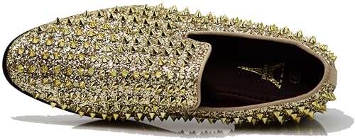Image of SPK70 Men's Vintage Spike Dress Loafers Slip On Fashion Shoes Classic Tuxedo Dress Shoes