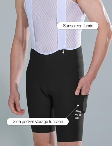 INBIKE Culotte Ciclismo Bibs Shorts Hombres Pantalones Cortos de Bicicleta con Protección Solar UPF50+ con Gel Acolchado y Bolsillo Transpirable Ropa Interior de Biciclet MTB Negro L - imagen 3