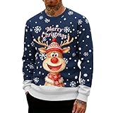 Générique Pull de Noel Homme Sweat Grande Taille Rigolo Impression Sweat-Shirt Hiver Décontracté Drole Sweatshirts Automne Moche Confortable PulloverS-4XL Costumes de Noël pour Adultes