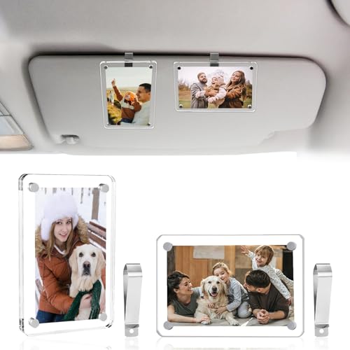 BTPIEL Car Visor Photo Clip, Acrylic Magnetic Visor Clip Photo