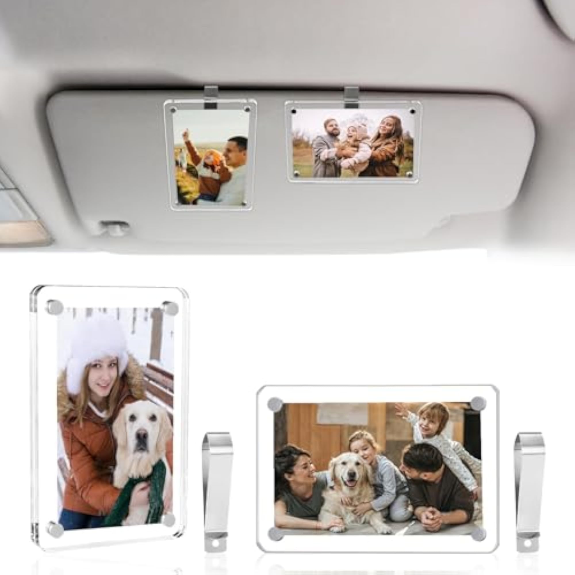 Car Visor Photo Clip, Acrylic Magnetic Frame