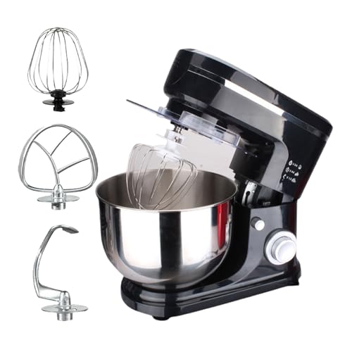 Multifunctional Kitchen Appliance, Food Mixer, Dough Mixer, Stainless Steel 6 Liter Mixing Bowl/Tilt Head Design/ABS Metal Edge Body, For Kneading, Glaze, Meringue, Creamy Dressings,Black