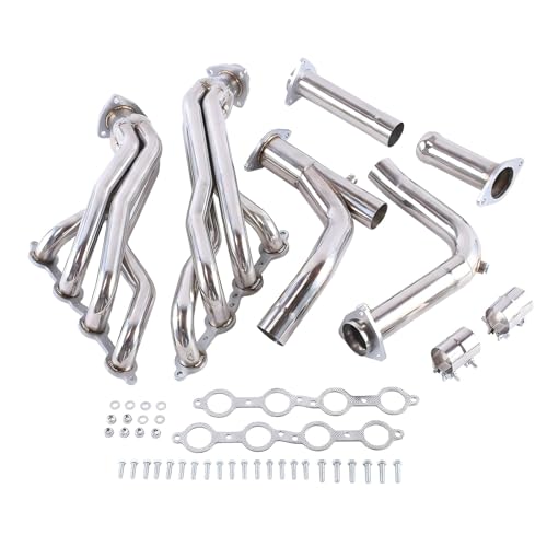 Long Tube Headers Stainless Steel Polished for 2007-2013 Chevy Silverado 1500 2500 3500 GMC Sierra 1500 2007-2014 GMC Yukon Escalade Chevy Tahoe Suburban 1500 2500 4.8L 5.3L 6.0L