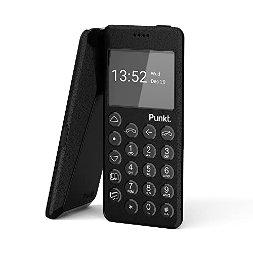 Punkt. MP02 Neue Generation Minimalistisches Handy - mit 4G LTE, mit Digitale Sicherheit, Wi-Fi Hotspot, Nano-SIM, Multiband - Schwarz