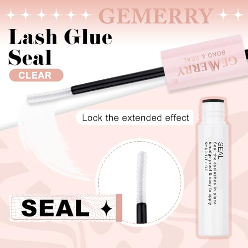 GEMERRY 2PCS Wimpern Kleber für Einzelne Wimpern Langer Halt Wasserfester Wimpernverlängerungskleber 2 in 1 für DIY Cluster Lash Bond and Seal Kleber zu Hause Starker Halt Wimpern Glue (5ml+5ml-2PCS)