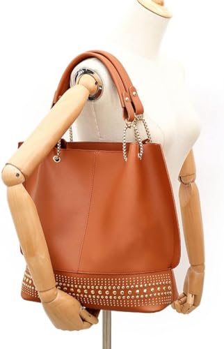 Handbags for Women Fashion Tote Bags Rivet Shoulder Bag Top Handle Satchel Purse Set 3pcs2
