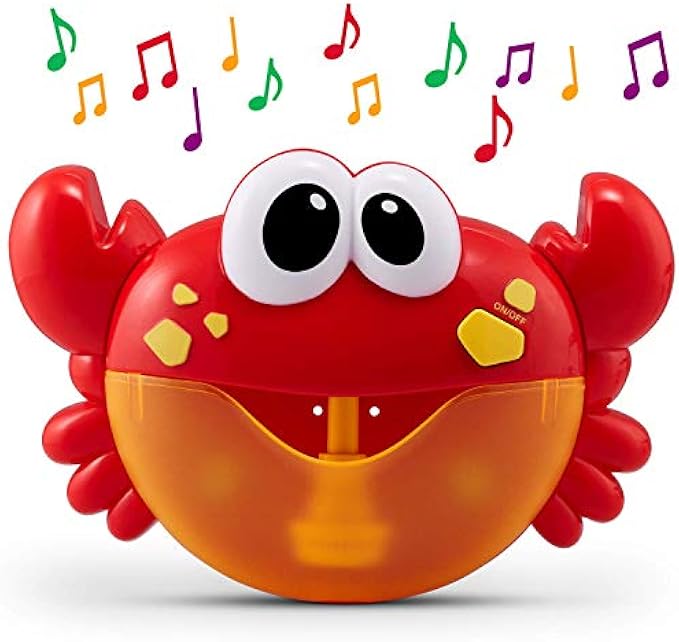 Chuchik Crab Bubble Bath Maker for The Bathtub. Blows Bubbles and Plays 24 Children’s Songs – Baby, Toddler Kids Bath Toys Makes Great Gifts for Toddlers – Sing-Along Bath Bubble Machine (Light-Red)