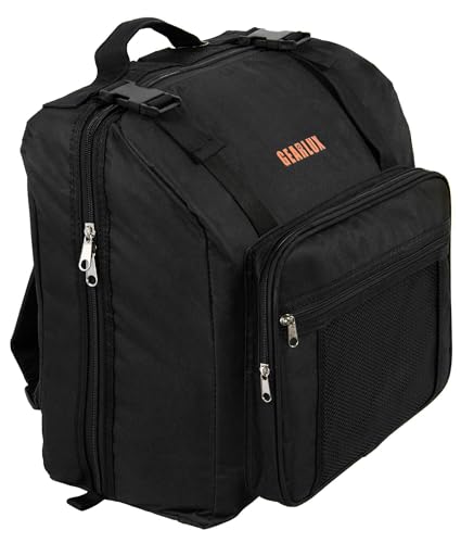 Gearlux Accordion Gig Bag Backpack (17" x 14.5"x 10") with Shoulder Straps and A4-Size Pouch - Black