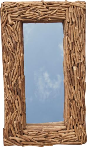 GURU SHOP Miroir décoratif avec Morceaux de Bois flotté dans Le Cadre - 90 x 50 cm - Marron