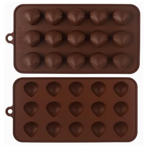 Onlineforu LTD Shell Shape Silicone Chocolate Mould - Non-Stick Flexible Baking Tray for Candy, Wax Melts, Jelly, Ice, Mini Cakes - BPA-Free, Reusable, Oven & Dishwasher Safe Cover