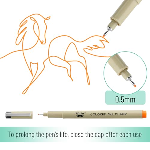 Mr. Pen - Canetas de desenho para artistas, 0,5 mm, pacote com 8, canetas coloridas para artistas, m