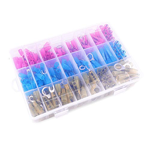 Nilight - 50006R 135 Pcs Heat Shrink Wire Connectors - Electrical Terminals Kit - Marine Automotive Crimp Connector Assortment - Ring Fork Hook Spade Butt Splices, 2 Years Warranty #TOP7