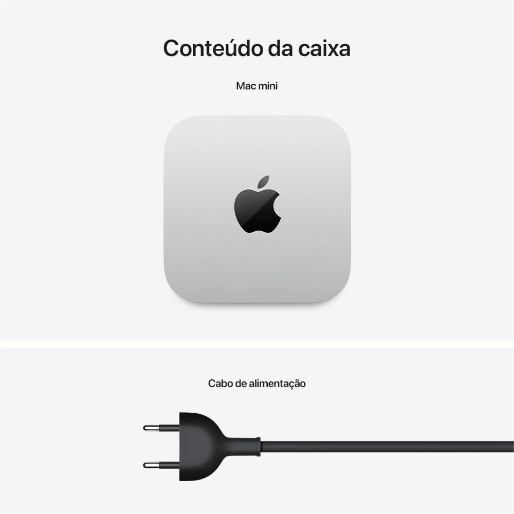 Apple 2024 Mac mini (Chip M4 chip da Apple com CPU de 10 núcleos eGPU de 16 núcleos, 24GB Memória unificada, 512 GB) - Prateado