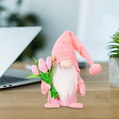 Tulip Flower Gnome Plush Decor - Spring Mother's Day Bunny Gnome Decor,Plush Doll Flowers Gnome Dec