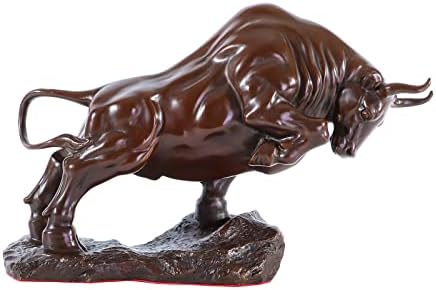NILEEBUKER Bronze Bull Statue Animal Sculpture Figurine Art Home Office Table Decor Gorgeous Gifts (9.2" Lx3.2 Wx6.1 H)